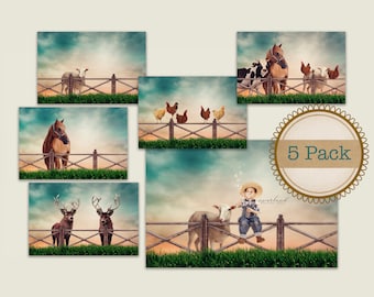 5 Pack Farm Friends Background / Photography Background / Digital Background for Photographers / Magical Background /  Digital Download