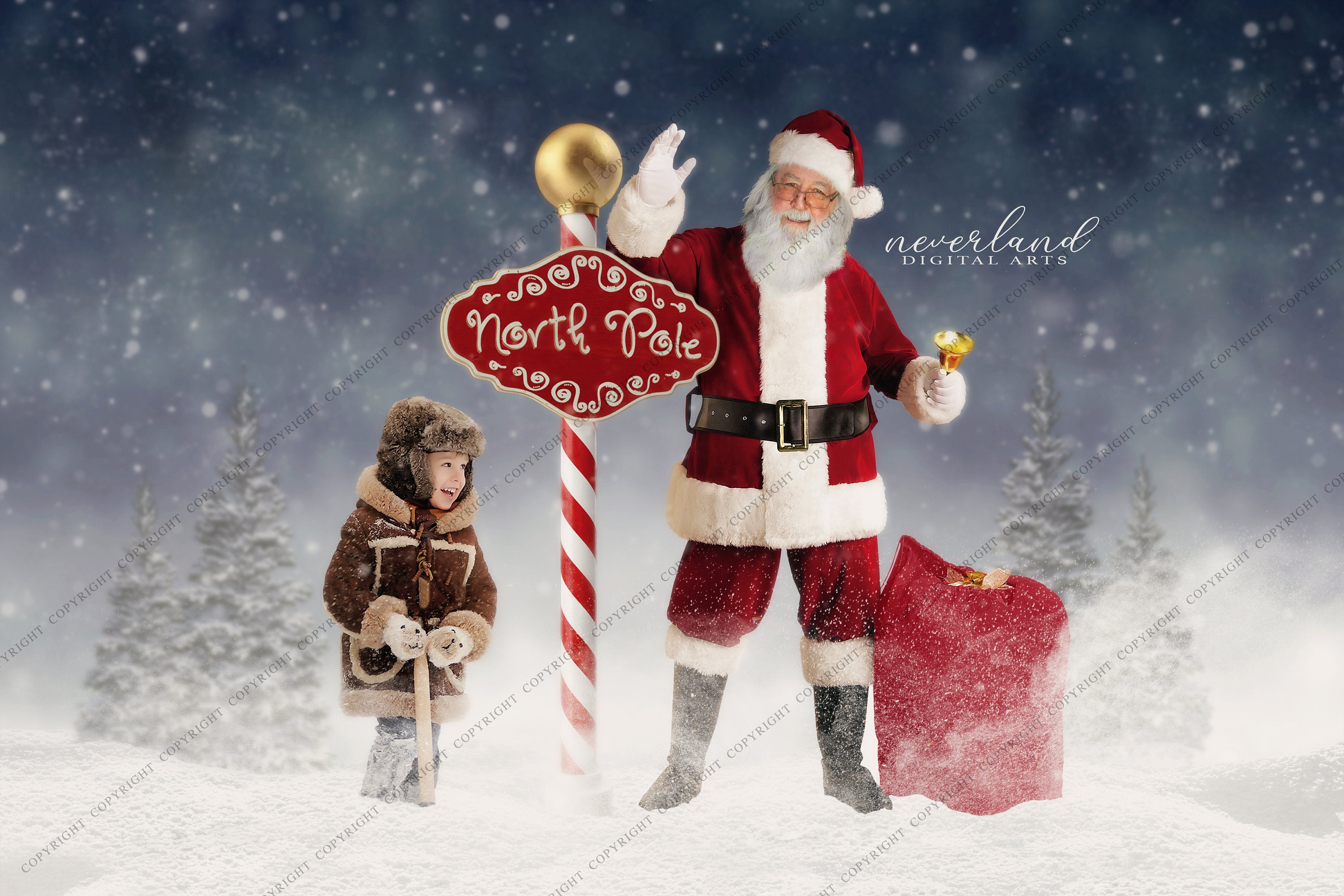 Santa at the North Pole / Winter Background for Photography Etsy