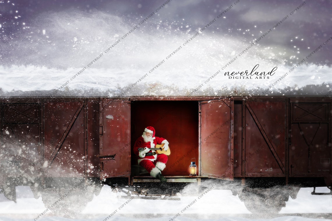 5-pack Santa’s Train / Christmas Background for - Etsy