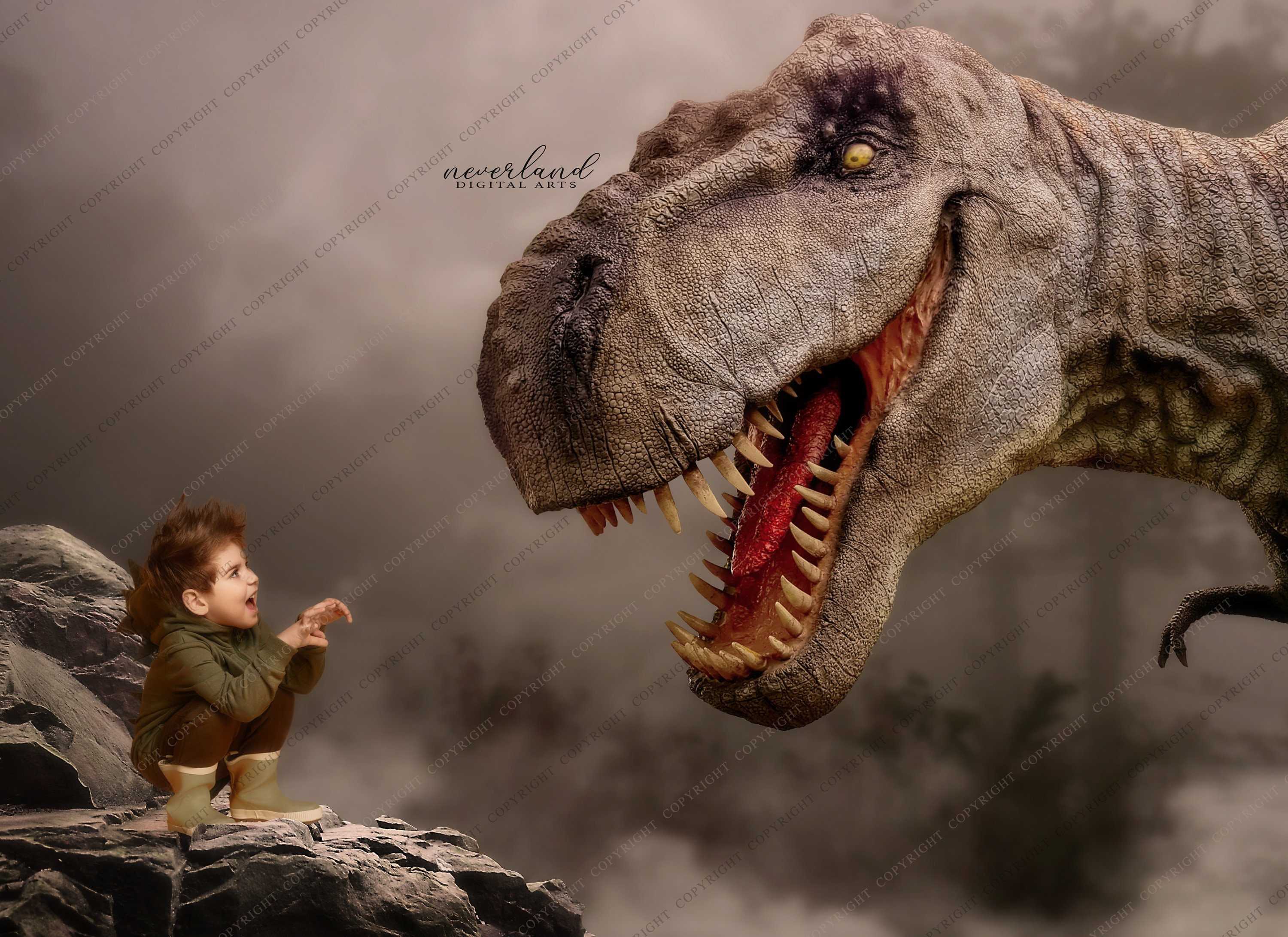 YongFoto Sfondo Fotografico In Vinile 2,2x1,5m | T-Rex Dinosauro Predatore | Fondale Per Feste Bambini E Servizi Fotografici - 3