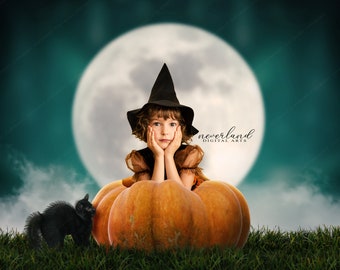 ZTHMOE Halloween Fotohintergrund Stoff – 2,1 X 1,5 M, Hexe, Kürbis, Nachtmotiv Für Partys, Fotobox & Deko