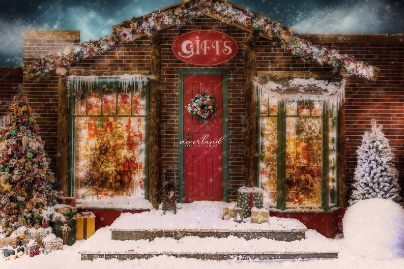 2 PACK Christmas Gift Shop Background for Photography - Etsy