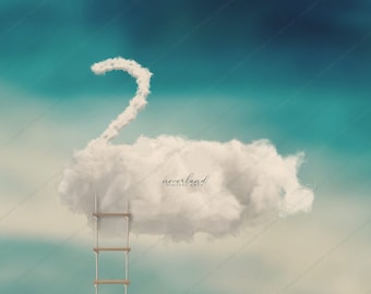 2nd Birthday Cloud  Background For Photography Compositions / Digital Backdrop /  Add your own subject composite / Custom Birthday / Toddler