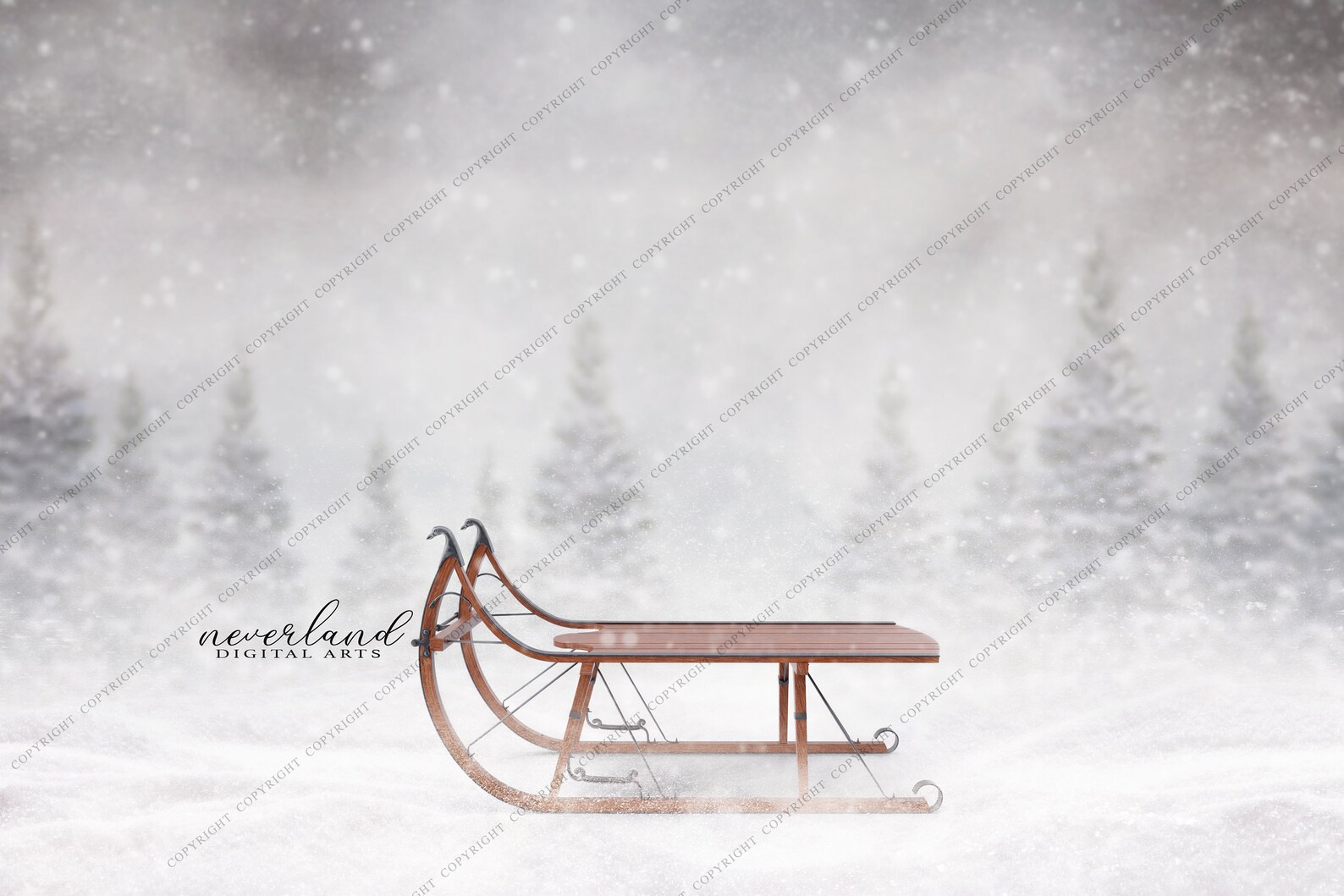 Snowy Toboggan Winter Background for Photography Composites / - Etsy