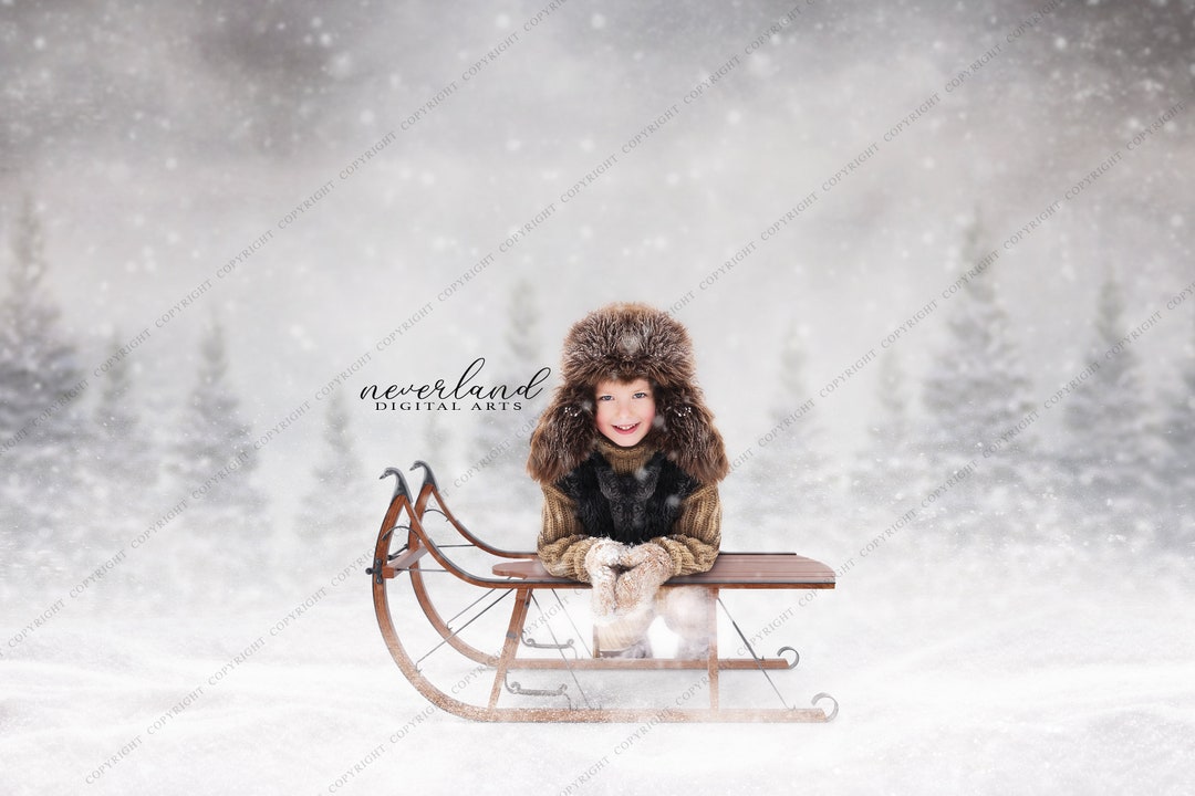 Snowy Toboggan Winter Background for Photography Composites / Christmas ...