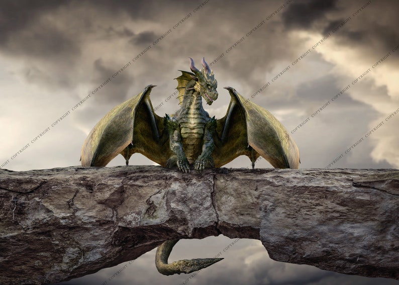 Friendly Dragon Background for Photographers / Dragon Background Instant Download / Composite Image / Magical Backdrop image 2