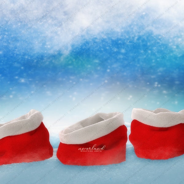 Santa Bags Background for Photography Composites / Christmas Composition Backdrop / Digital Holiday / Gift / Card /