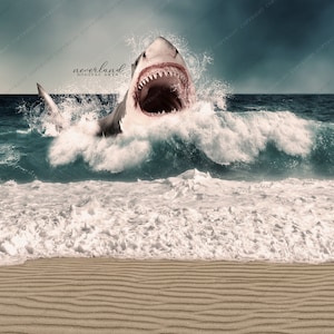 Shark Photo Bomb Digital Background For Photography Compositions / For Photographers / Shark Attack Backdrop