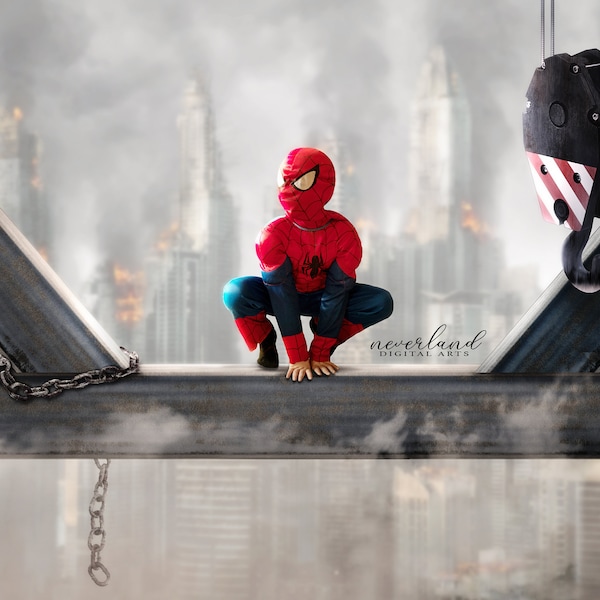 Super Hero Digital Background for Photography Compositions / Backdrop for Photoshop / Super Hero / Burning City