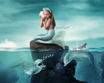 2 PACK Mermaid Background & Overlay For Photography Composites | Photoshop Compositions  |  Transparent Layers | Add Your Own Subject