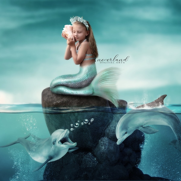 2 PACK Mermaid Background & Overlay For Photography Composites | Photoshop Compositions  |  Transparent Layers | Add Your Own Subject