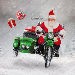 2 PACK Weihnachts Sidecar Hintergrund für Fotografie Verbundstoffe / Fotograf Kulisse / Weihnachtsmann Urlaub Digitale Kompositionen / Photoshop