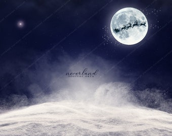 Winters Night Winter Background for Photography Composites /  Christmas Composition Backdrop