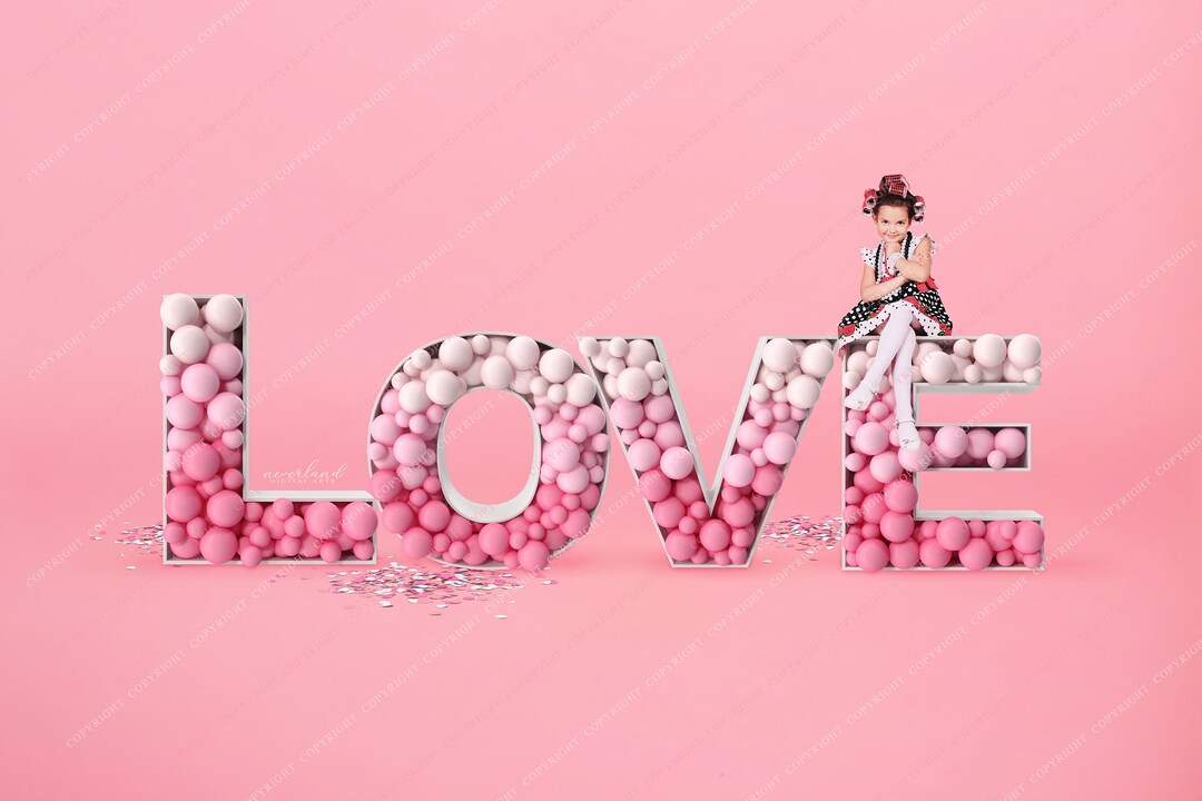 Love Balloons Valentine Digital Background for Photography Compositions