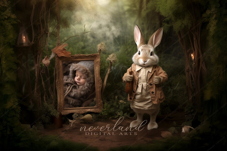 Brown Rabbit Frame 10 PACK Bunny Frame Bundle Backgrounds for Photography Compositions ...