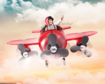 Fondo de avión / Rojo / Alta resolución / Fondos digitales y superposiciones para fotógrafos / Photoshop