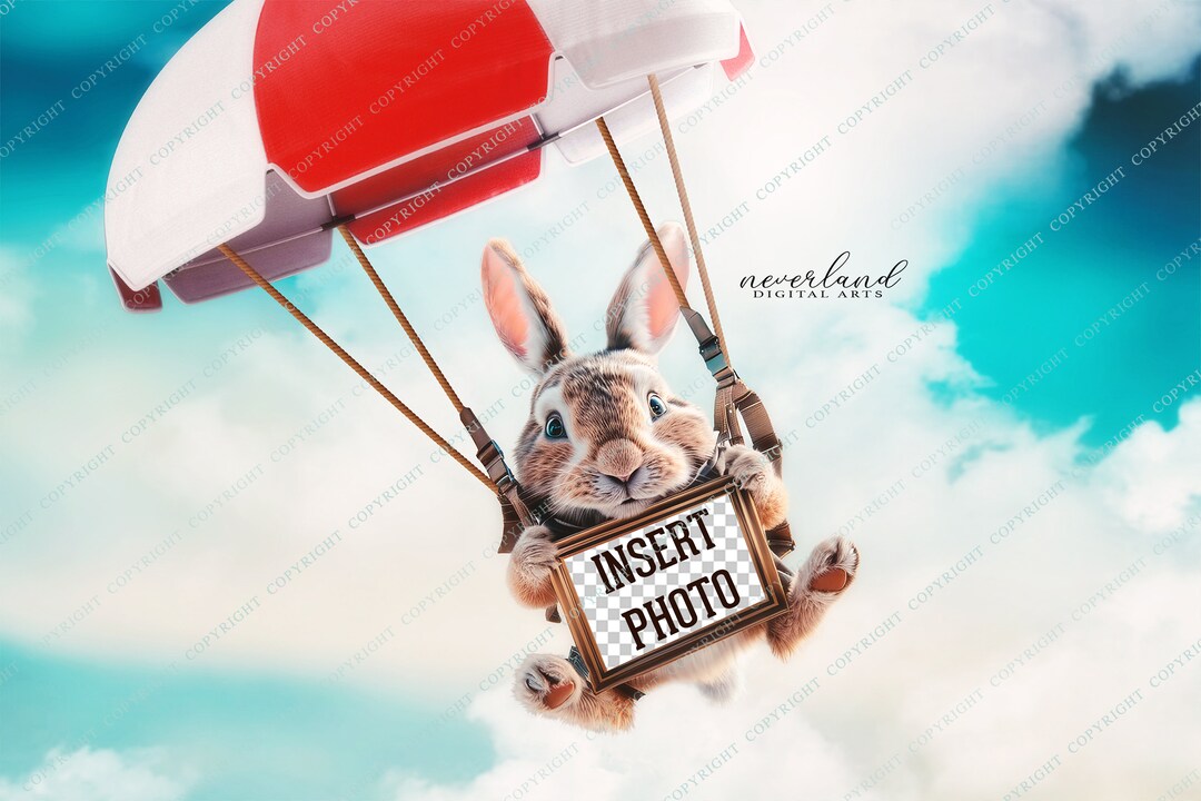 Skydiving Bunny / Easter Digital Background for Photo Compositions ...