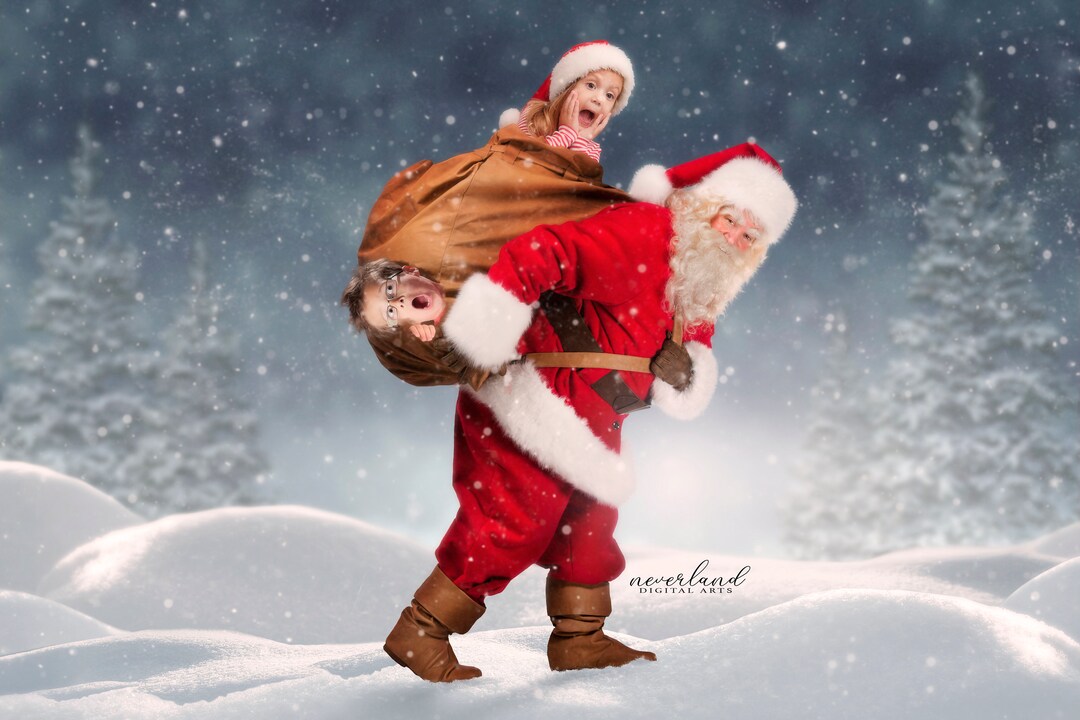 BUNDLE: Naughty Santa / Layered PSD Christmas Background Composite