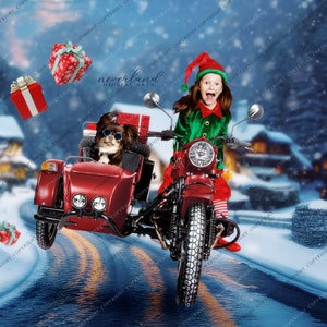 2 PACK Fundo de Sidecar de Natal para Composições de Fotografia / Cenário para Fotógrafos / Composições Digitais de Férias / Photoshop