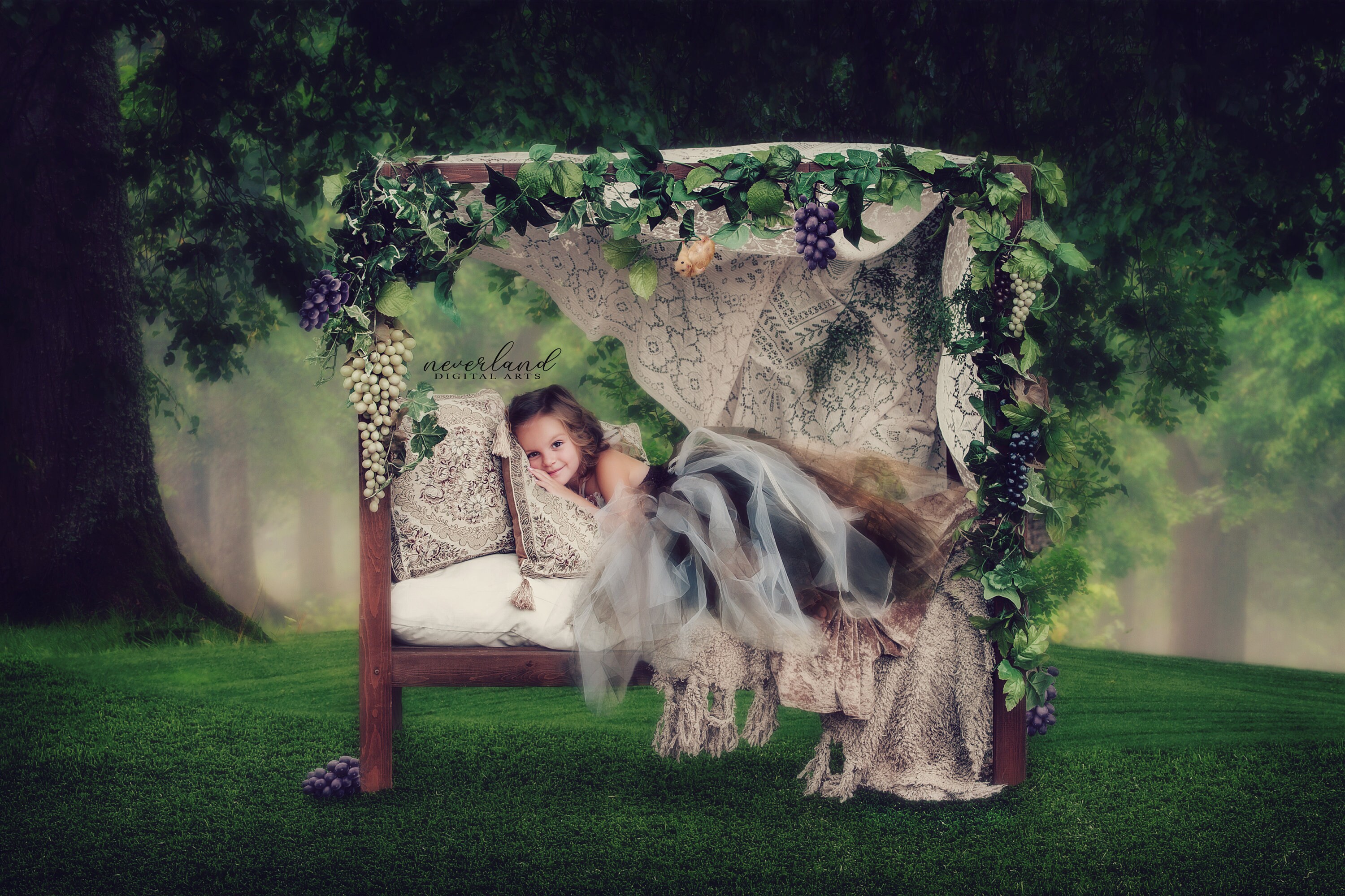Woodland Canopy Bed In the Forest Digital Pre-made Backgrounds | Etsy