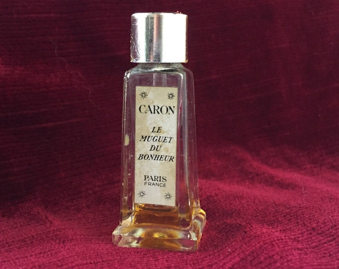 Joli petit flacon testeur, touche oreille, parfum ancien, parfumerie CARON, le Muguet du bonheur