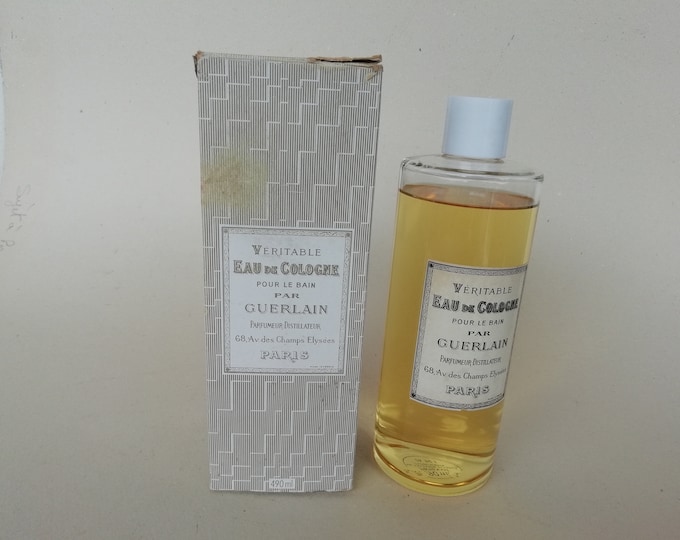 rare flacon ancien véritable eau de Cologne pour le bain par Guerlain 1967, 490 ml