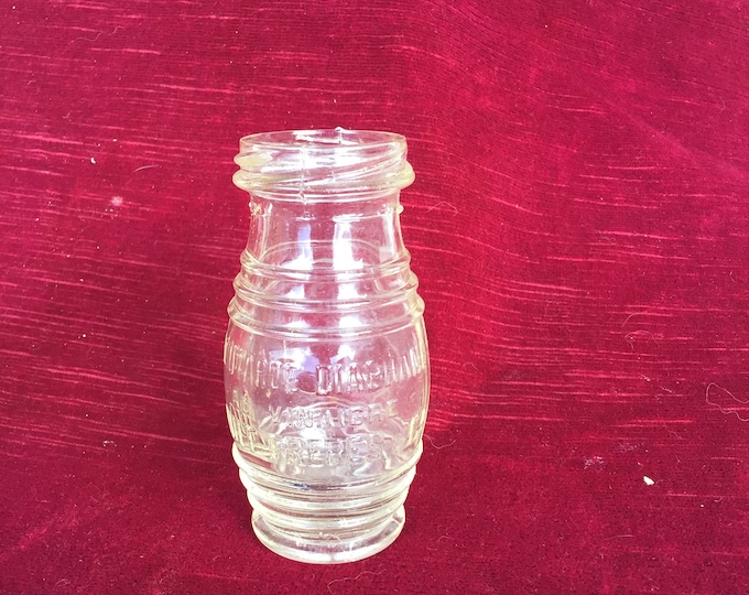 ancien pot en verre soufflé publicitaire moutarde-diaphane, Louit Frères & Co