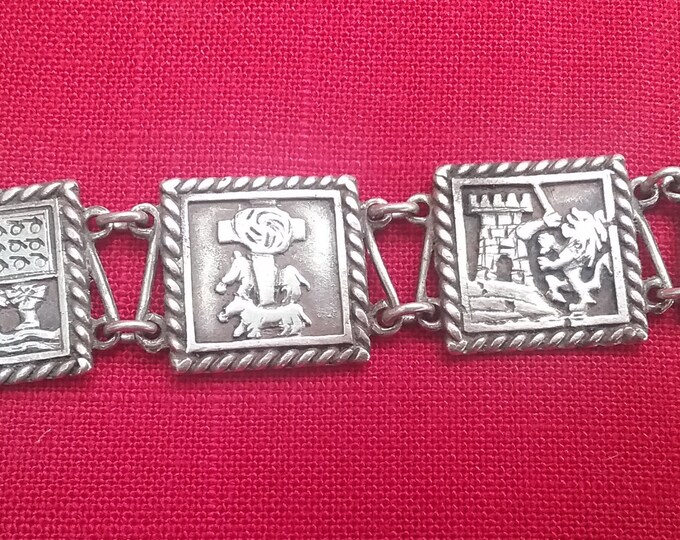 ancien bracelet en argent, divers blasons Basque