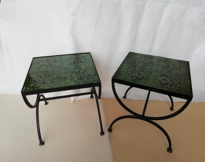 céramique iberia, 2 petites tables appelées aussi bouts de canapé
