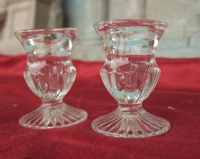 superbe paire de bougeoir ancien en verre,  travail ressemblant à Baccarat au 19 ème siècle