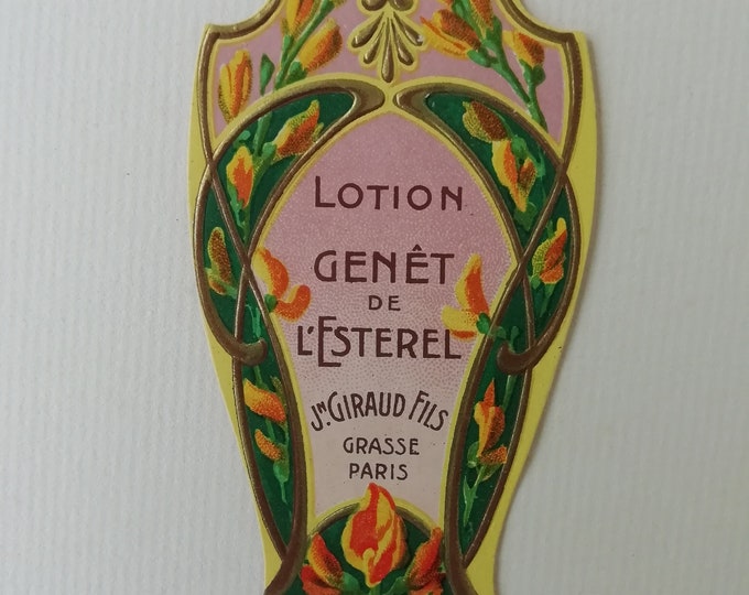 étiquette ancienne lotion genêt de l'Esterel, Jn.Giraud, Grasse-Paris, parfumerie ancienne