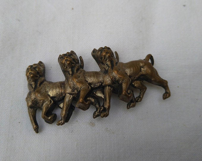 broche ancienne en métal, 3 chiens ( molosse )