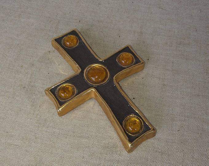 superbe croix en céramique des années 50, certainement Lembo
