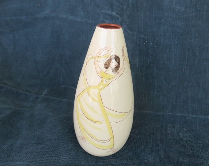 superbe vase en céramique vintage au design de danseuses