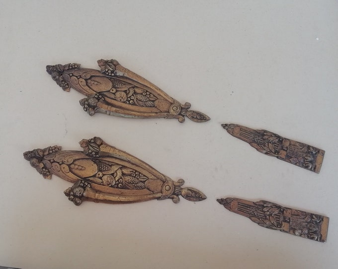 paire de plaque de propreté ancienne, époque années 20 en bronze doré