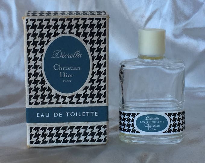 ancienne miniature de parfum Diorella par Christian Dior, publicité parfumeur