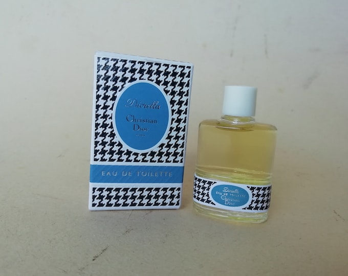 ancienne miniature publicitaire  flacon à parfum vintage Diorella, eau de toilette de Christian Dior