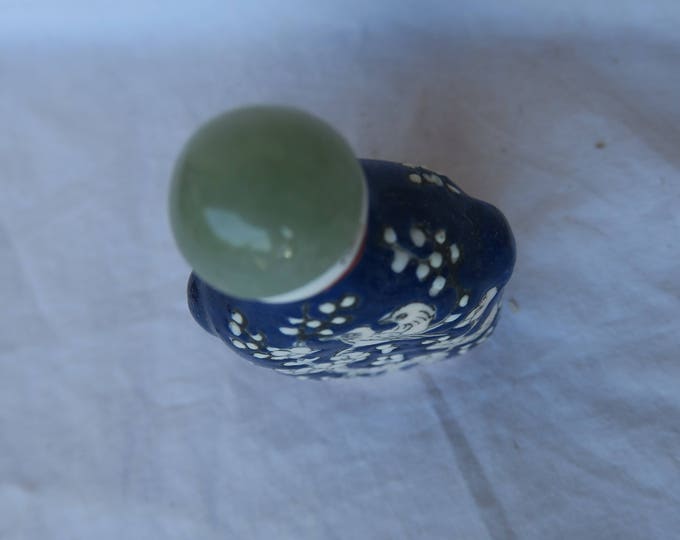 ancienne tabatière en céramique au décors Japonisant oiseaux dans la végétation