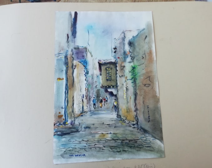 superbe aquarelle orientale signé par Sabouni en 1991