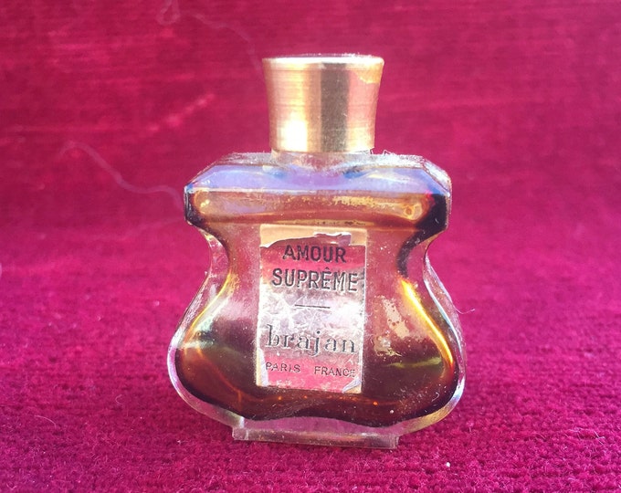 Petit flacon à parfum ancien, amour suprême de Brajan, échantillon