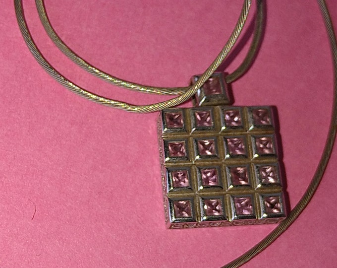 très beau bijoux collier, pendentif en forme de flacon à parfum, argent & pierres semi-précieuses
