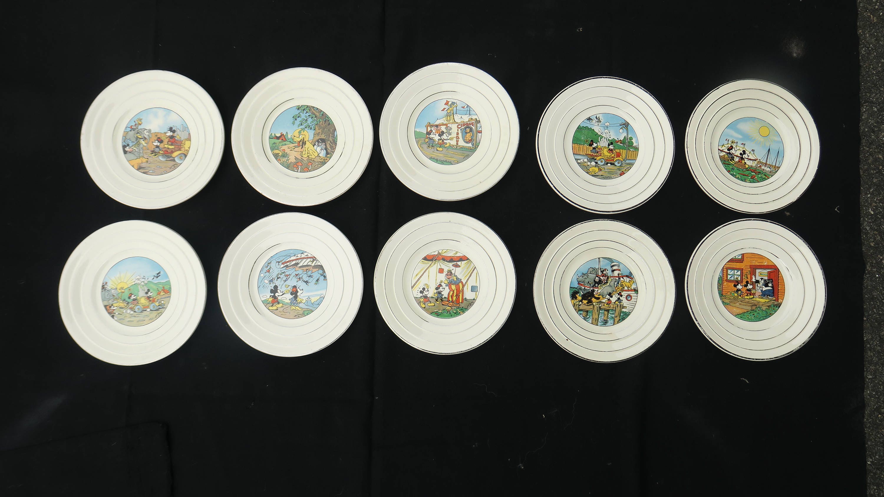 Lot De 4 Assiettes à Dessert Enfants Onnaing - Motif Chats - Porcelaine Vintage
