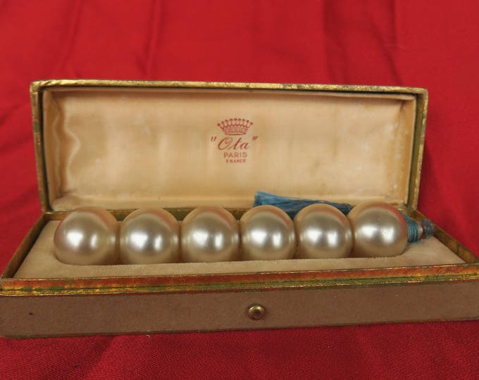 superbe et rare flacon à parfum ancien et de collection, écrin Ota Paris, bracelet de perles nacrées