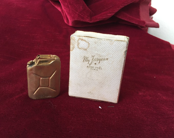 ancien petit flacon à parfum de collection en métal doré, my Jerrycan / Marc Faël, Paris