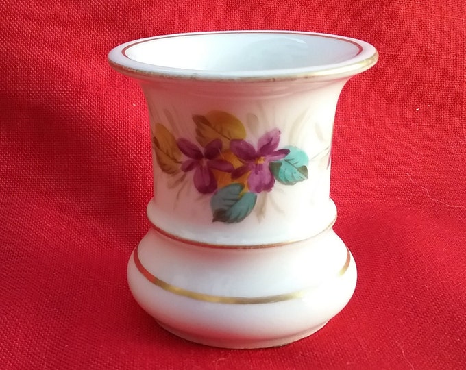essuie plume ancien, porcelaine blanche décoré de fleurs