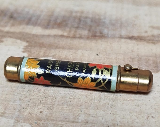 ancien tube de rouge à lèvre parfumerie Chéramy, raisin grenat, Paris