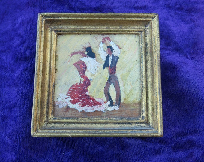 ancien tableau miniature danseur Espagnol flamenco, Sevillane