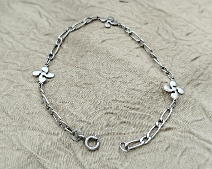 ancien bracelet en argent, Lauburu, croix Basque