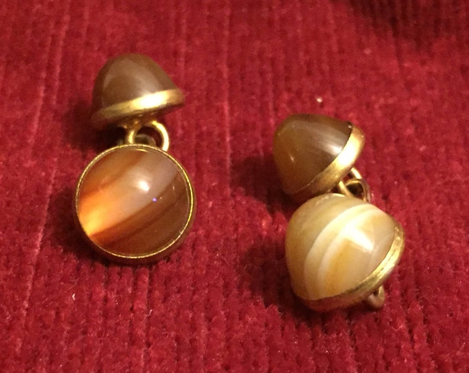 Paire de boutons de manchette ancien surmonté de pierres dure naturelle pour chemisier homme