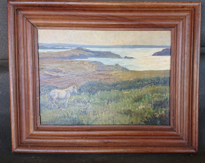 peinture ancienne de René Choquet, la côte à Hendaye